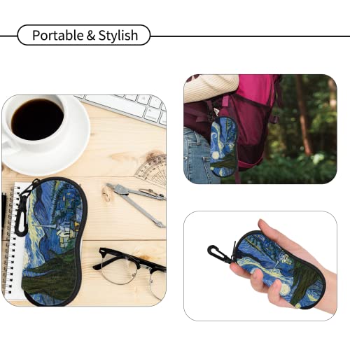 Hion Sunglasses Soft Case Ultra Light Neoprene Zipper Eyeglass Case With Belt Clip - color: 2b-starry Night