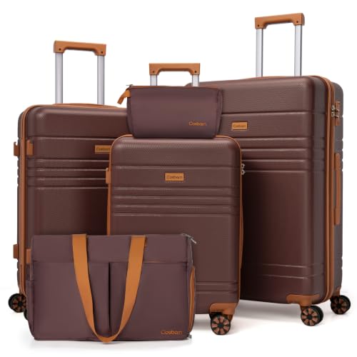 Cosbarn Luggage Sets 5 Piece, Hardshell Suitcase with Spinner Wheels | Durable Suitcase Set , ABS Hard Shell Lightweight Luggage with TSA Lock, Space-Saving Nested, Checked Travel Suitcases - color: Burgundy
