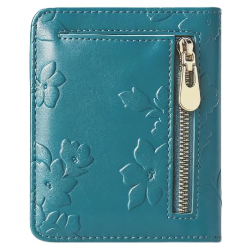 Small RFID Womens Wallet Travel Bifold Compact Slim thin Credit Card Holder - color: Dark Green