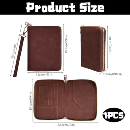 Passport Holder for Travel Wallet,RFID Detachable Wrist Strap Wallet - color: Brown