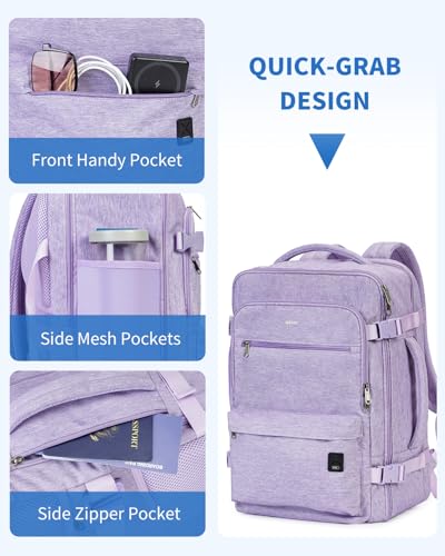 WANDF Personal Item Travel Bag 18x14x8, Carry On Laptop Backpack (Purple) - color: C-purple, size: 18x14x8