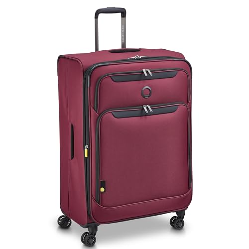 DELSEY PARIS Sky Max 3.0, 28 Inch Checked-Large Luggage, Burgundy | Checked-In Suitcase, Softside, Lightweight Durable Construction, Double Spinner Wheels, Soft Touch Carry handle - color: Burgundy, size: Checked-Large, 28 Inch