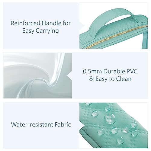 PACKISM Clear Makeup Bag Travel - TSA Approved Toiletry Bag, 2 Pack Green - color: 01 Turquoise Green, size: Full Vacation (Mixed Sizes)