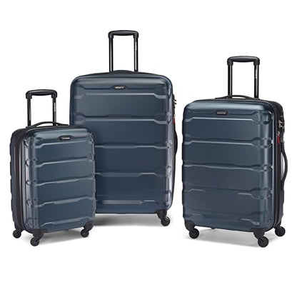 Samsonite Omni PC Hardside Expandable Luggage with Spinner Wheels, Teal, Checked-Medium 24-Inch - color: Teal, size: Checked-Medium 24-Inch