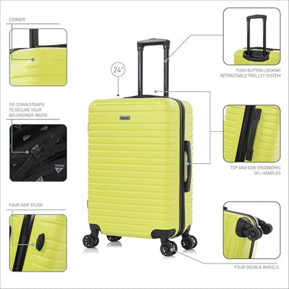 InUSA DEEP Luggage with GEL Handle | Spacious Traveling Suitcases, Travel Suitcase with Dual Spinner Wheels and Studs | 24 Inch Medium Hardside Luggage | Green - color: Green, size: 24 Inch