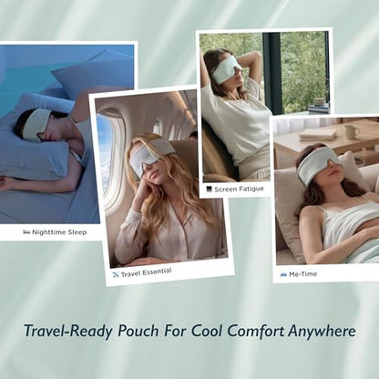 Breescape Cooling Silky Eye Mask, Instant Cool-to-Touch Fabric with Silent Closure, Full-Coverage Light Blocking, Adjustable Soft & Breathable Design for Ultimate Sleep Comfort, Comes with Travel Bag - color: Mint Green