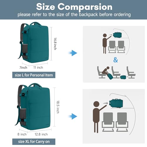 Taygeer Carry on Backpack for Men Women, Luggage Laptop Backpack - color: Peacockblue, size: Large