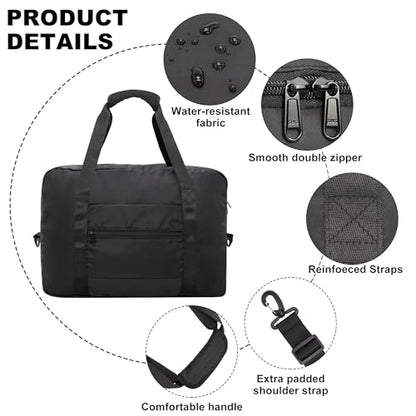 Duffle Bag for Travel Foldable Personal Item Travel Bag, 40L, Black - color: Black, size: 40L