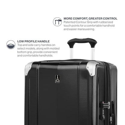 Travelpro Pathways 3 Hardside, Black Knight, Pathways 3 하드 사이드 확장 가능한 수하물 - color: Black Knight, size: Checked Large 28 Inch