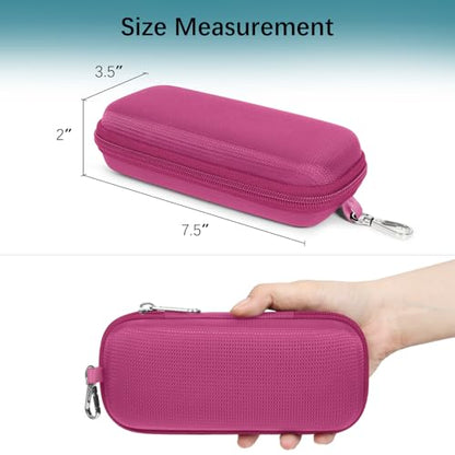 Double Eyeglasses Case for Dual Sunglasses, Hard Shell with Zipper - color: Hot Pink