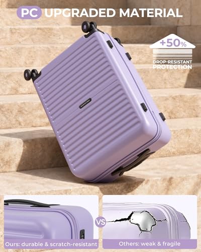 LONG VACATION Luggage Sets, 3 Piece, Durable Suitcase with Spinner Wheels - color: Lavender, size: 3 Piece Set (20in/24in/28in)