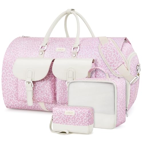 Garment Bag for Travel Convertible Carry on Travel Duffel Bag for Men Women - color: A06-Pink