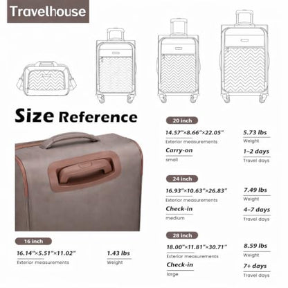 Travelhouse 4-Piece Softside Luggage Set with Spinner Wheels - color: Khaki, size: 4 piece