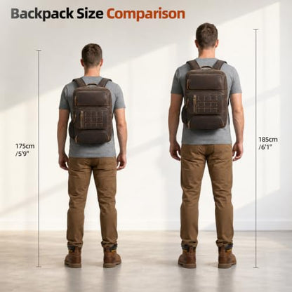 Full Grain Leather Backpack for Men, 16" Laptop Travel Rucksack, Brown - size: fits 16" laptop