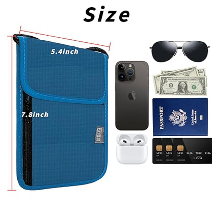 Travel Neck Wallet with RFID Blocking - color: Light Blue