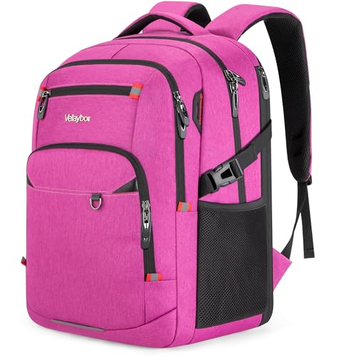 40L Expandable Laptop Travel Backpack With Anti-Theft & Lay-Flat - color: Purple