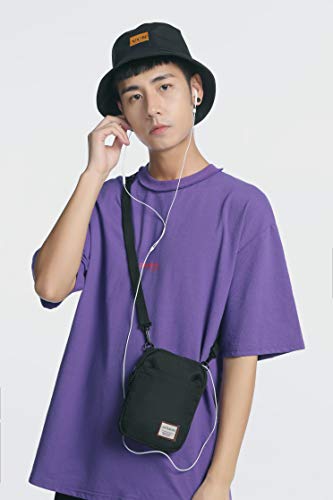 Small Crossbody Bag for Men, Mini Messenger Bag Shoulder Bag for Phone Passport - color: A-black