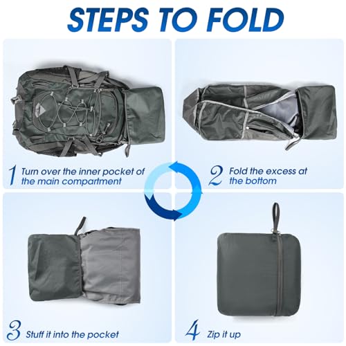 IGOLUMON Hiking Backpack 40L Packable Lightweight Camping Daypack Men Women - color: Grey