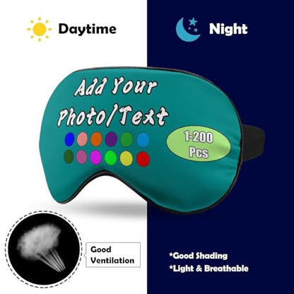 Personalized Eye Mask 1-200 Pcs Custom Eye Cover for Men&Women Customized Eyeshade with Adjustable Strap for Sleeping Travel Work Naps, Darkcyan - color: Darkcyan