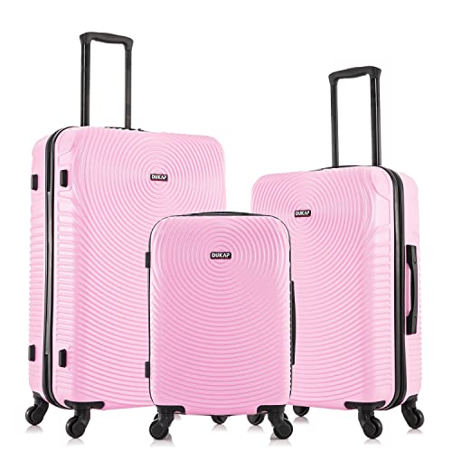 DUKAP INCEPTION Luggage with Spinner Wheels | Durable Lightweight Hardshell Suitcase,Travel Sets with Handle and Trolley | (20in, 24in, 28in) 3 Piece Luggage Set | Pink - color: Pink, size: 3 Piece Set (20/24/28 Inch)