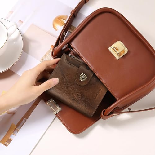 Wallet Women,RFID Blocking Womens Wallet,Real Leather Bifold Compact Small Wallet for Women Card Holder with Zip Coin Pocket(Darkcoffee) - color: b7-darkcoffee