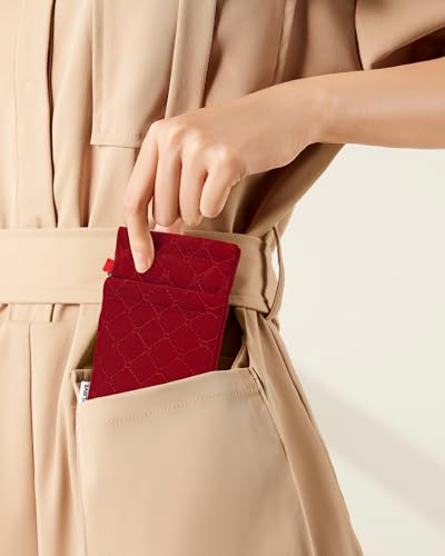RayLove Double Glasses Case with Carrying Strap and Cleaning Cloth - color: Linen Red