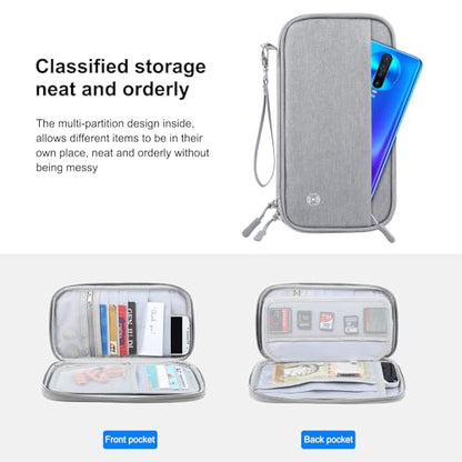Passport Holder Family RFID Blocking Passport Wallet (Grey-Medium) - color: Grey