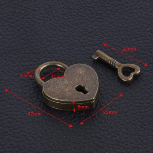 4 Pcs Lock Antique Brass Padlock with Key, Vintage Heart Shape Anti-Theft Mini Padlock Bag Travel Suitcase Luggage Box Case Key Keyed Padlocks Padlocks Hasps
