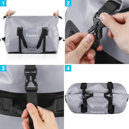 Gonex Waterproof Duffel Bag, 40L/60L/80L Roll-Top Travel Kayaking Dry Bag - color: Gray, size: 60L