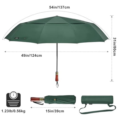 G4Free 54 Inch Large Windproof Golf Umbrella Compact Umbrellas for Rain - color: Dark Green