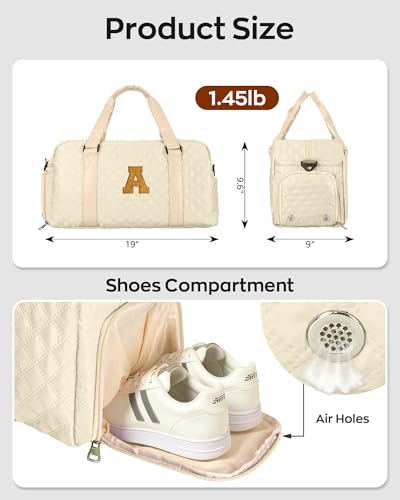 Duffle bag for girls 10-12, Girls Gift Bag Teens, Initial Travel Duffel Bag - color: purple, style: H