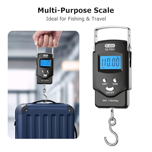 Dr.meter Fish Scale, 110 lb Digital Luggage Scale with Tape - color: Black