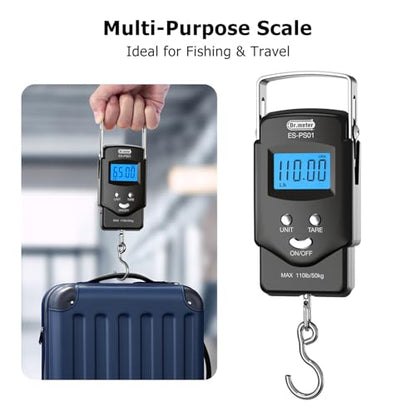Dr.meter Fish Scale, 110 lb Digital Luggage Scale with Tape - color: Black