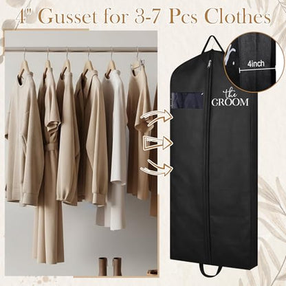 2Pcs Wedding Dress Garment Bag for Hanging 72" x 24" (Groom Bride) - size: 72" x 24", style: Groom Bride