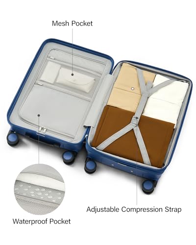 MILADA 28 Inch Expandable Checked Luggage, Large Hard Shell Suitcase - color: Interstellar Blue, size: Checked Large 28 Inch