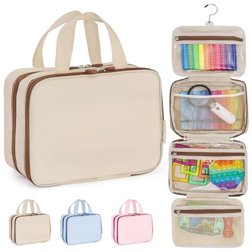 Mothercould Small Kids Travel Organizer, Hanging Bag With Hook, Beige - color: Beige, size: Small