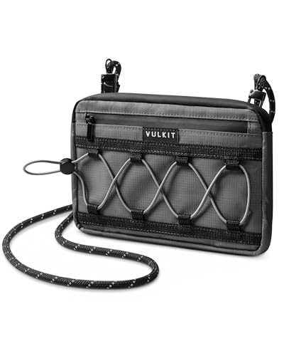 VULKIT Neck Wallet for Travel, Nylon Passport Holder RFID Blocking with Adjustable Lanyard, Grey - color: Grey
