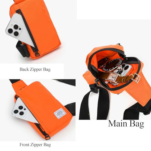 JEMINAL Shoulder Crossbody Bag Hiking Backpack Travel Bag Men Women Sling Backpack Multifunctional - color: Orange