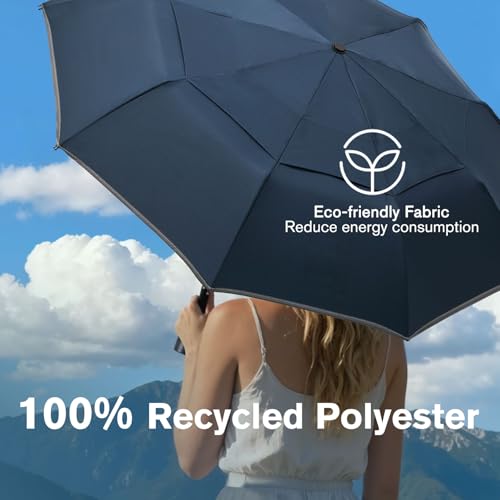 G4Free 42 Inch Eco Windproof Umbrella for Rain Strong Compact Umbrellas - color: Navy Blue