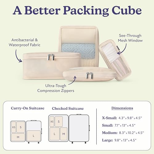 Vandel Space-Saving Compression Packing Cubes for Women 4-Pack Compressible - color: 3. Sand, size: 4 Pack (Compression)