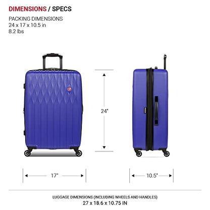 SwissGear 8018 Expandable Luggage, Hard Shell Medium Luggage with Spinner Wheels - color: Blue Violet, size: Checked-Medium 24-Inch