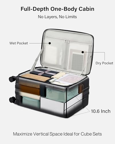 Hanke Hardside Expandable Carry On Luggage, 20 Inch Top Opening Suitcase - color: Jet Black, size: 20 Inch EXT