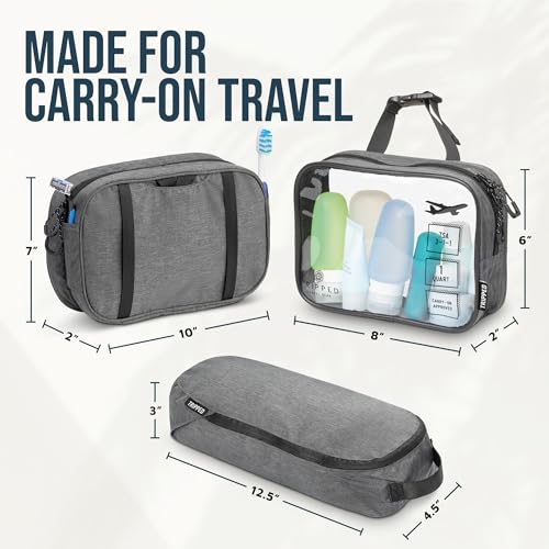 TRIPPED Travel Gear 3-Piece Travel Toiletry Bag Set - color: Grey