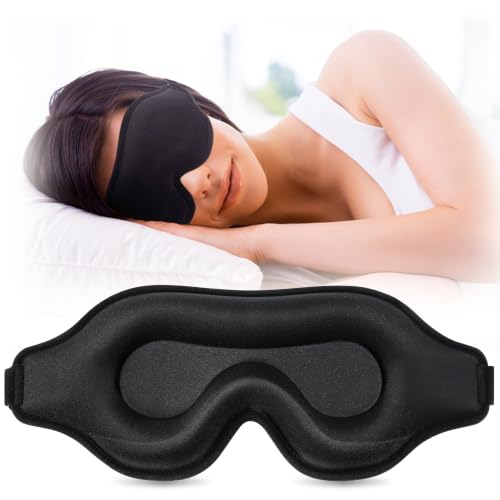 Sleep Mask for Men and Women, 3D Blackout Eye Mask for Side Sleepers, Black - color: Black