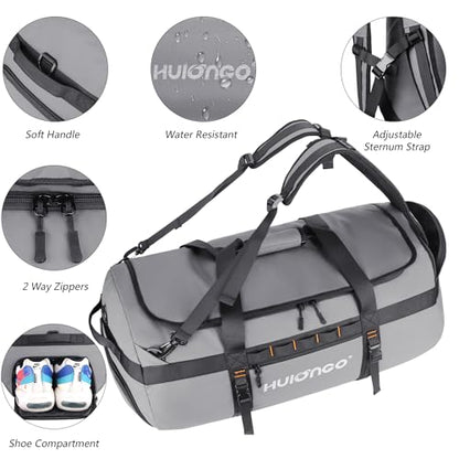 Hulongo Waterproof Duffel Bag Backpack for Men, Grey, 90L - color: Grey, size: 90L