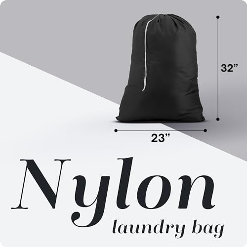 Handy Laundry Laundry Bag – Heavy Duty Nylon, Large Capacity, Locking Drawstring Closure, Machine Washable, Fits Laundry Basket, Travel, Dorm, Camp, Black, 22 x 32 Inches (Pack of 2) - color: Black, size: 22" x 32" (Pack of 2)