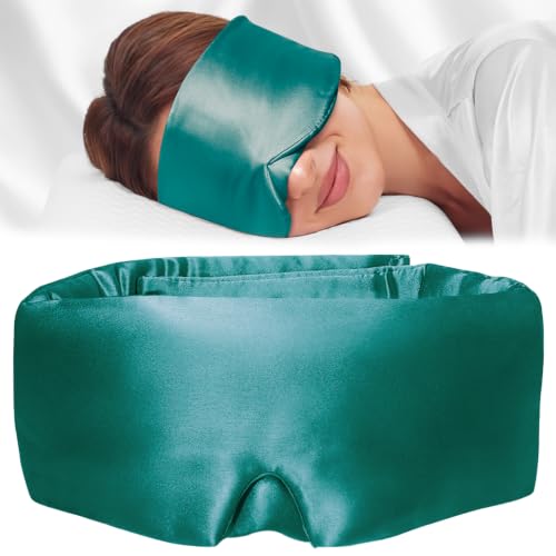 Soft Sleep Mask, Blackout Eye Mask for Side Sleepers for Women Men - color: Green