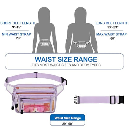 USPECLARE Clear Fanny Pack Stadium Approved Large Multi-Purpose Waist Bag - color: Light-Purple, style: 1-pack-pvc