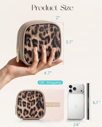 VLANDO Mini Makeup Bag for Purse,Slip-in Pocket,Leopard,Toffee - color: Mini-Leopard Toffee