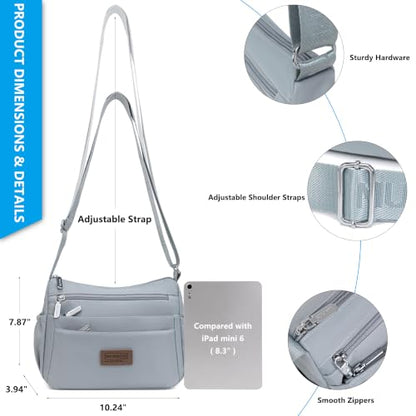 Purses For Women Nylon Crossbody Bags Waterproof Handbags Multiple Pockets - color: Blue